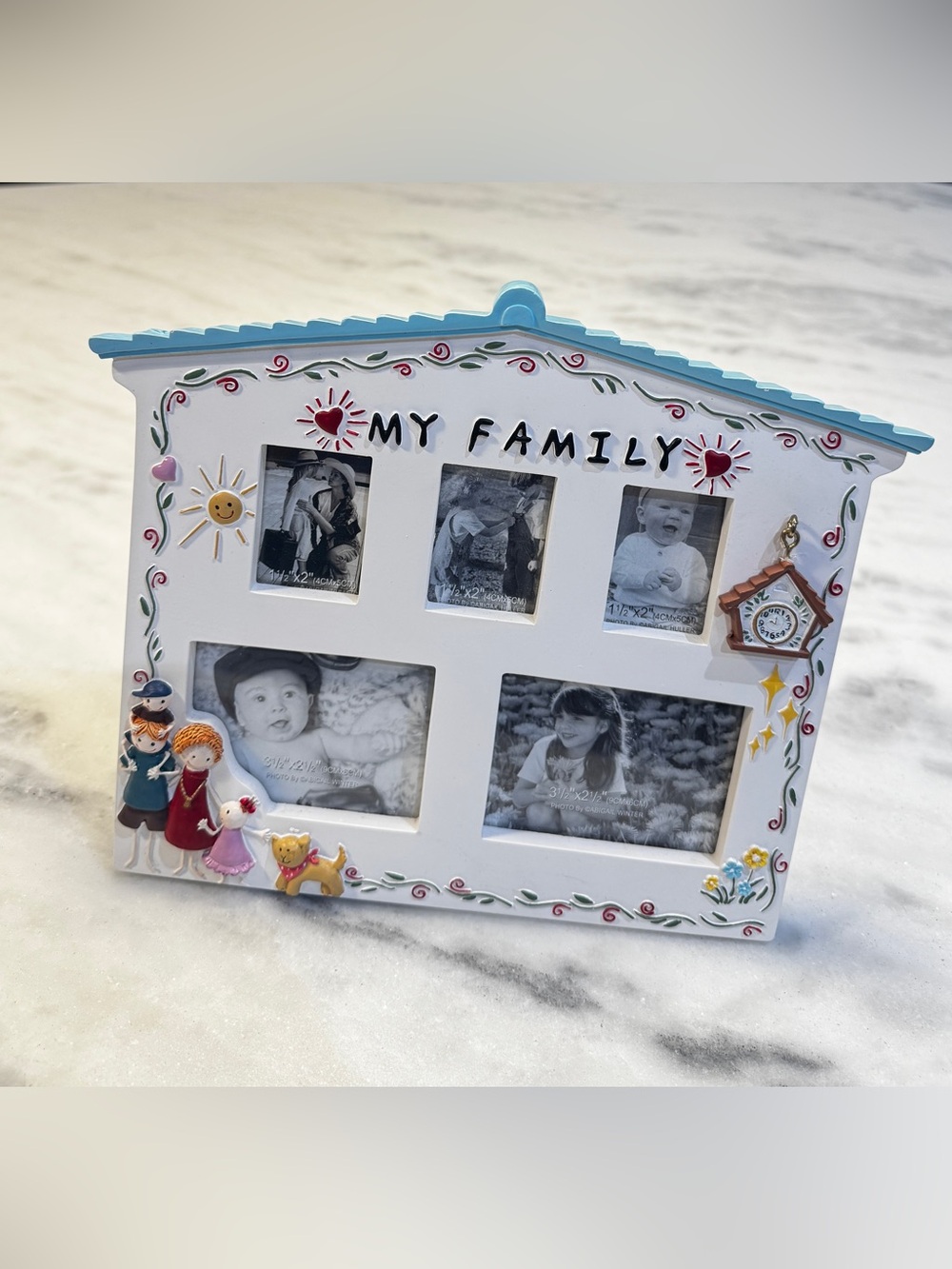My Family Decorative Multi-Opening Picture Frame White/Blue